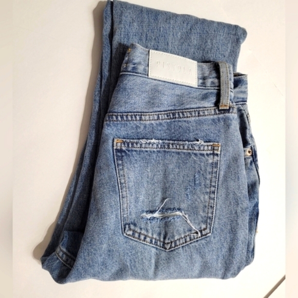 PISTOLA Blue High Rise Distressed Jeans - Picture 13 of 15